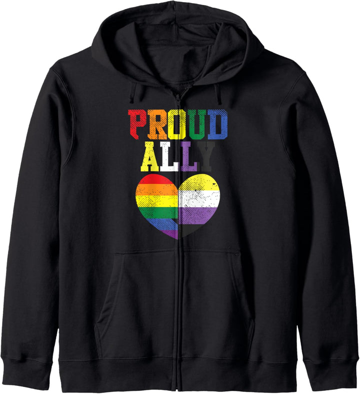 Proud Ally Heart Protest LGBTQ Non-Binary Flag Genderqueer Kapuzenjacke