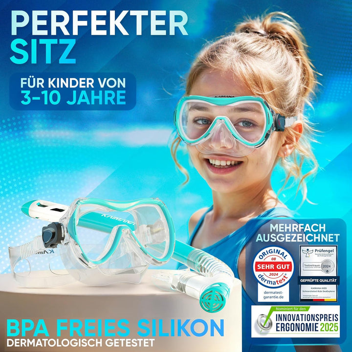 Das Neue KAIMANA® SeaExplorer Schnorchelset Kinder + Tragetasche, Taucherbrille mit Schnorchel, Tauc