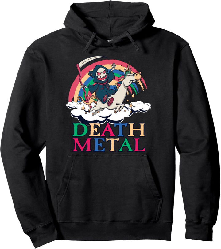 Death Metal Unicorn I Sensenmann Metal I Einhorn Death Metal Pullover Hoodie