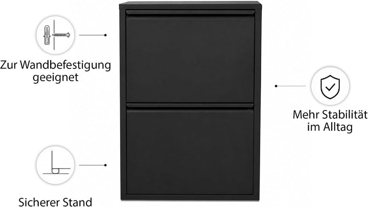 Schuhschrank Schmal, Metall Schuhkipper mit Magnet-Klappen, Freistehend oder Wandmontage, für Flur,