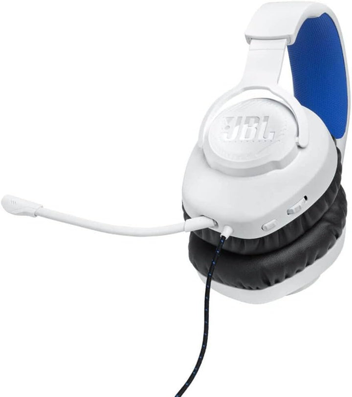 JBL Quantum 100P Konsole – Gaming-Headset für PlayStation, Weiss weiss / blau, weiss / blau