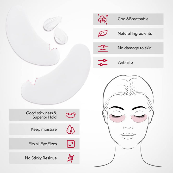 Lunamoon Augenpads für Wimpernverlängerung Pad 100Paar Wimpern Pads V-Shape V-pads Blue, V-pads Blue