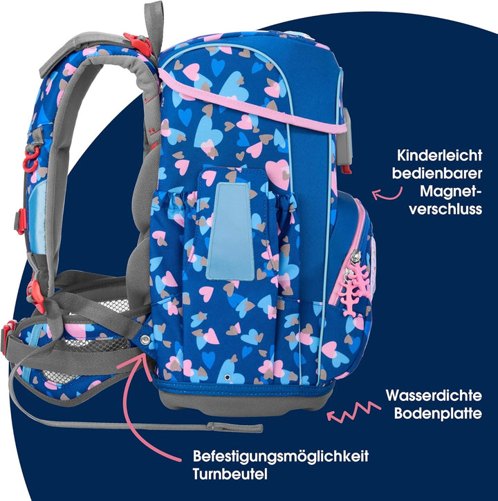 Step by Step Schulranzen-Set CLOUD REFLECT „Seashell Pearl“ 5-teilig, blau-rosa, Panther-Design, erg