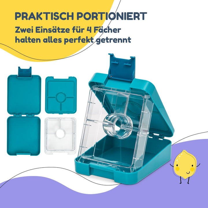 schmatzfatz Easy Brotdose für Kinder mit Fächern, Bunte Unterteilt &amp; Auslaufsicher, BPA-Freie Lunchb