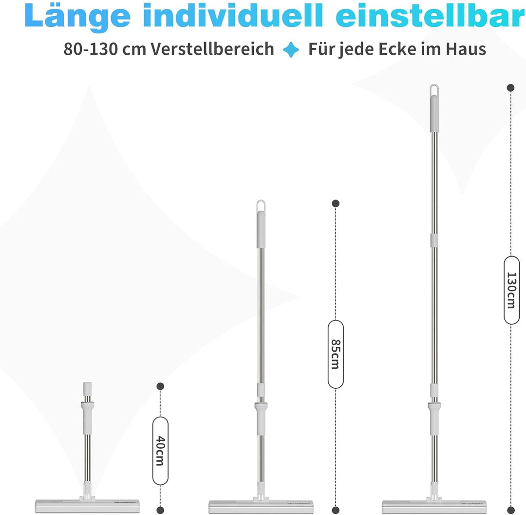 Wischmopp mit Druck-Klemm-System, Bodenwischer mit Automatischer Tuchklemme, Zero Touch Ein-Knopf-We