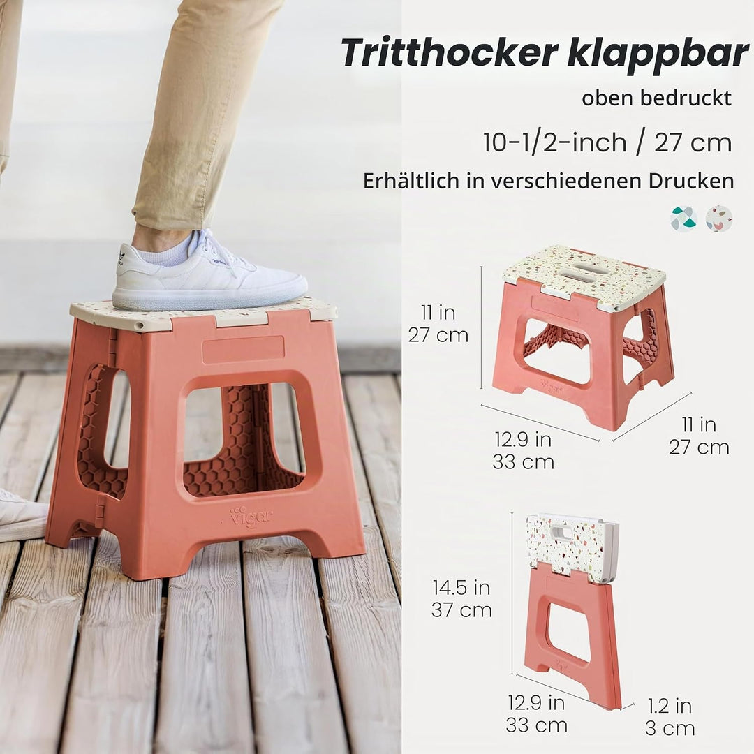Vigar Kompakte Tritthocker Klappbar für Erwachsene, 27 cm, Klapphocker Faltbar 150 kg rutschfest, Le