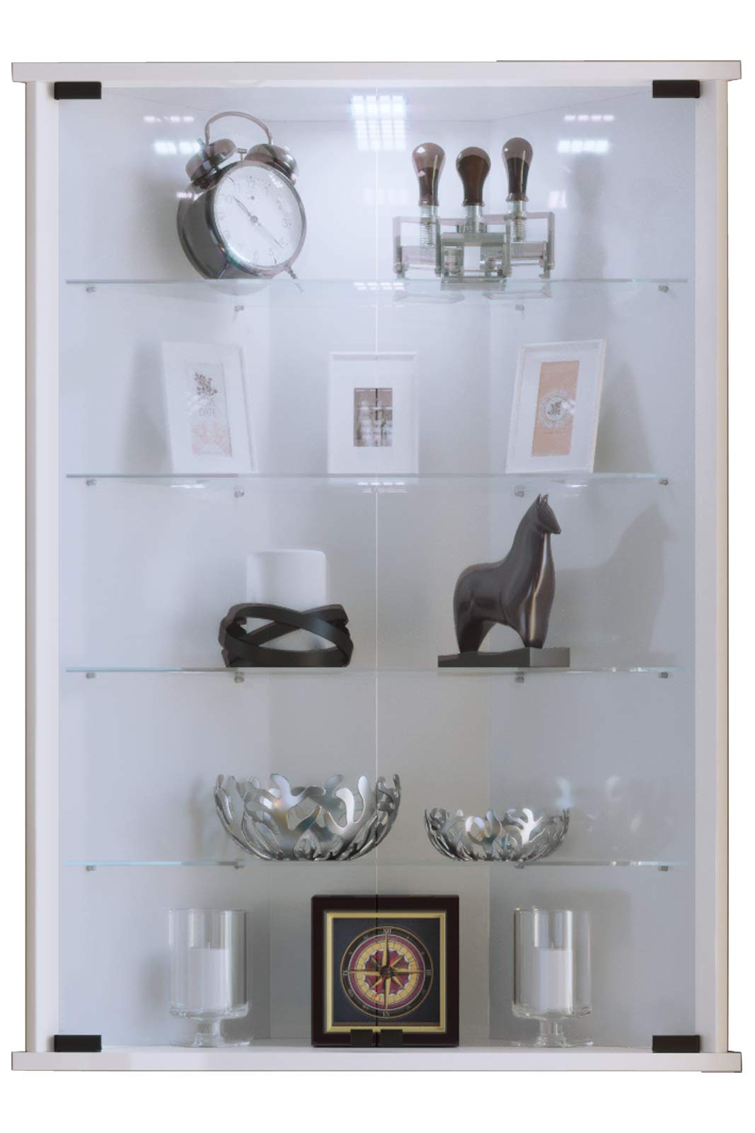 VCM Hängevitrine Wandvitrine Eckvitrine Glastür Vecko Weiss
