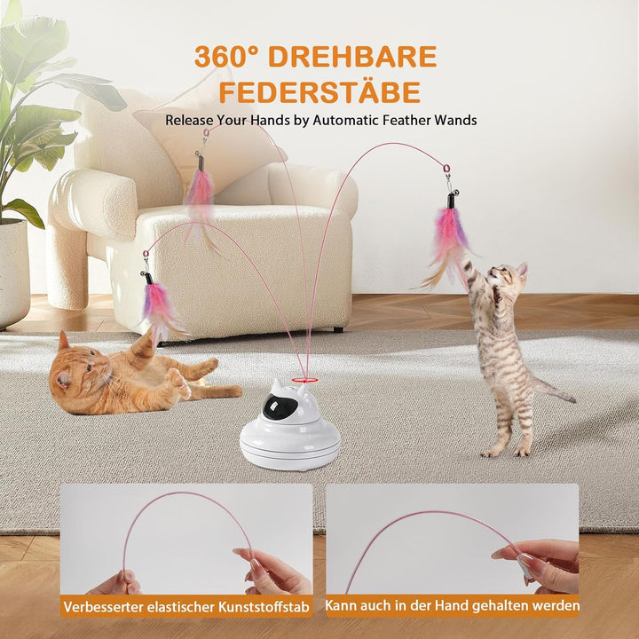 Interactive Cat Toy for Indoor Cats, Cat Toys with Moving Feathers &amp; Chasing Butterfly, Rechargeable