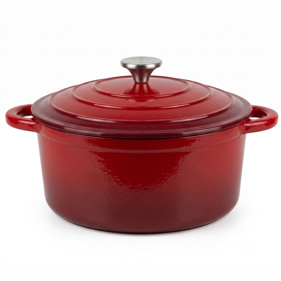 osoltus Bräter Gusseisen m. Deckel Emaille Bratentopf Gusseisentopf (rot, rund) rot rund, rot rund