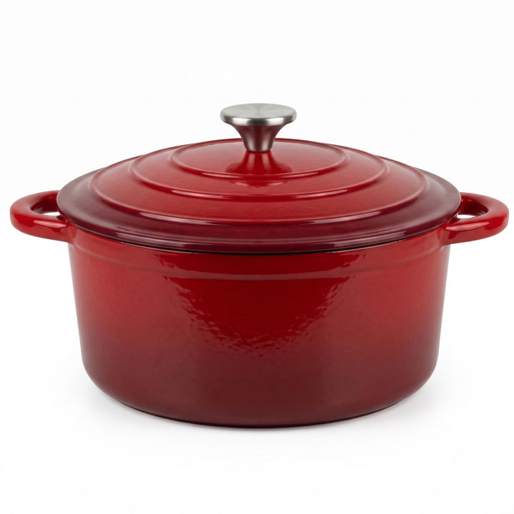 osoltus Bräter Gusseisen m. Deckel Emaille Bratentopf Gusseisentopf (rot, rund) rot rund, rot rund