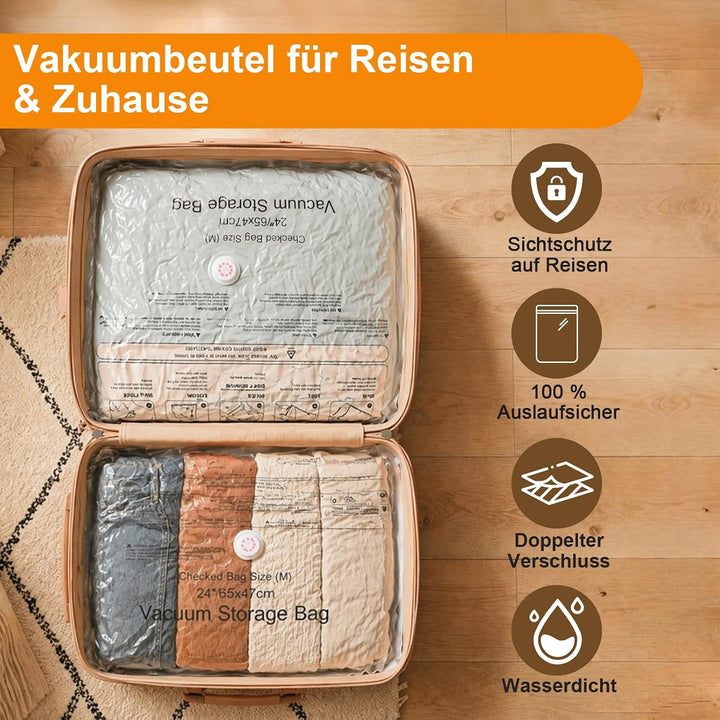 Vakuumbeutel für Kleidung mit Kabelloser Vakuumpumpe, 16 Stk Vakuumbeutel