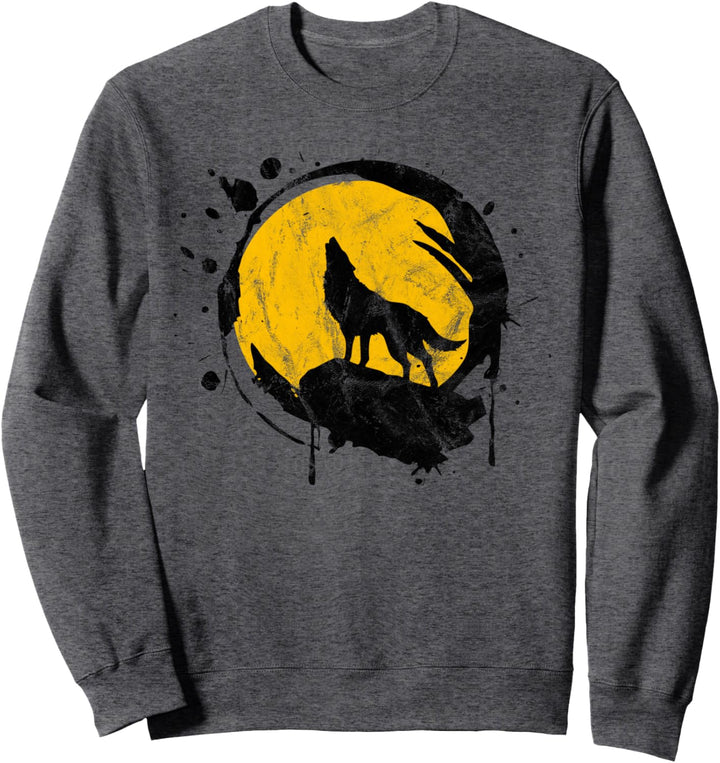 Heulender Wolf, Vollmond, Silhouette, Mond, Kraft, Tier, Sweatshirt