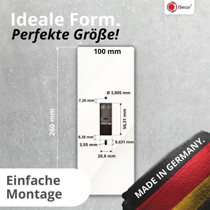 iSecur Personalisierte Blende passend für Ring Videotürklingel aus Acryl weiss I Wired Doorbell Pro