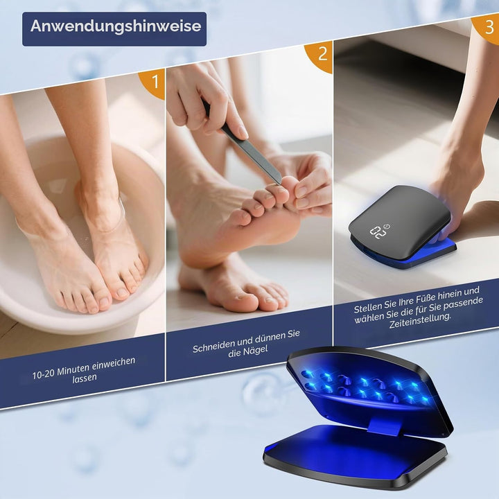 Upgrade Nagelpilz Lasergerät, 15 LED Tragbar &amp; Wiederaufladbar per USB-C, 11 Blaulicht + 4 Infrarot,