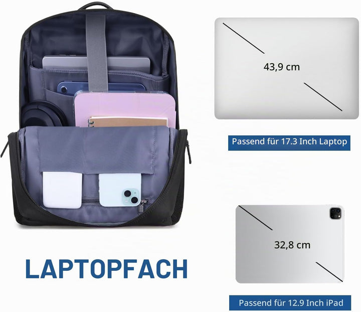 Dobaly Laptop Rucksack Wasserdicht für Damen &amp; Herren - Laptopfach Daypack für Arbeit Business Radfa
