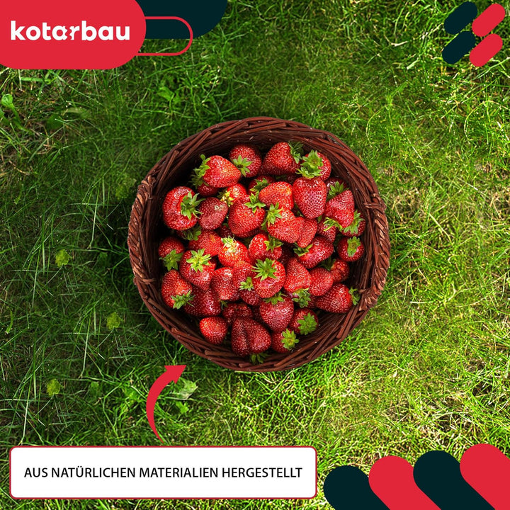 KOTARBAU® Weidenkorb mit Griffen - ø 30 cm - Blumen Korb - Aufbewahrung von Spielzeug - Holzkorb für