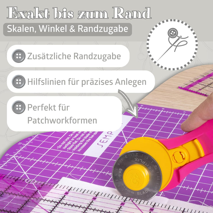 SEMPLIX Schneidematte A0 selbstheilend 120 x 80 cm Patchwork Basteln (Pink-Lila), Pink-lila