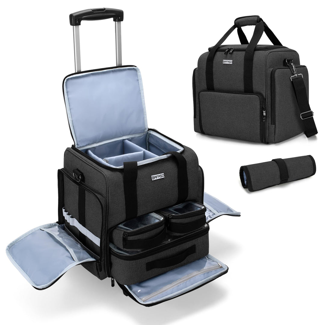 BAFASO Kosmetikkoffer Trolley, Make up Koffer Gross, Schminkkoffer Damen mit Rollen, Abnehmbar Kosme