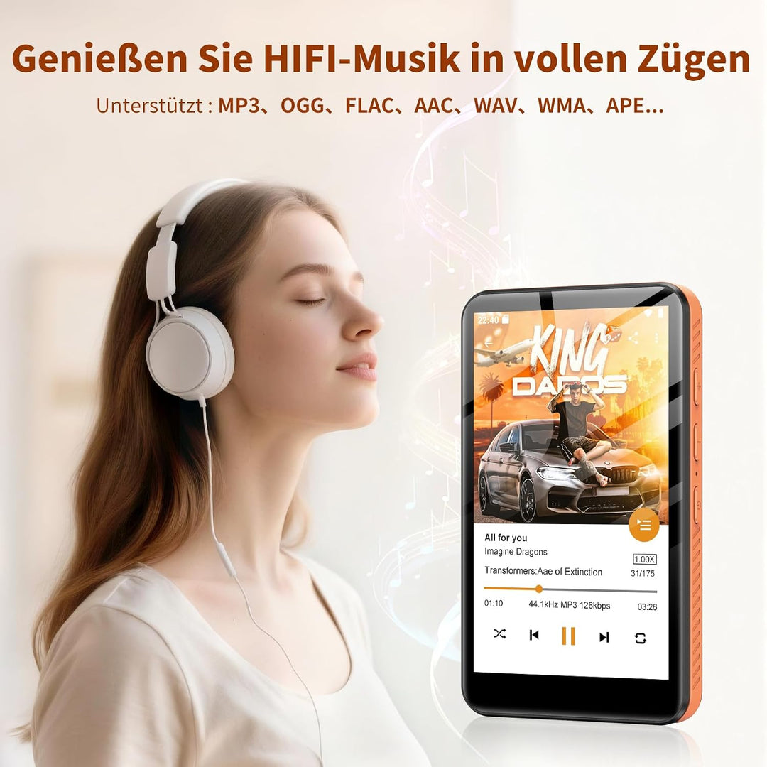 32GB MP3 Player with Bluetooth, WLAN und 4 Inch Touchscreen, Black, Black