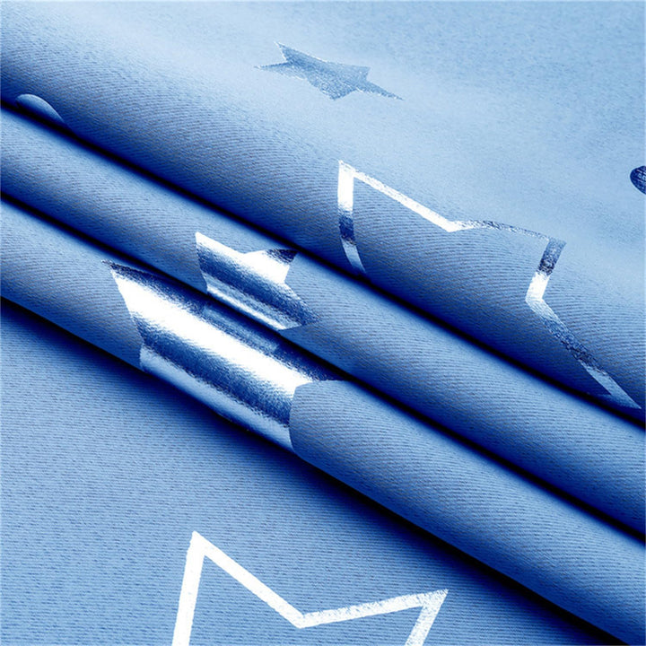 Freyamy Vorhang Blickdicht Hellblau Mond Sternenvorhänge 2 Stück,240x140cm (HxB) Niedliche Vorhänge
