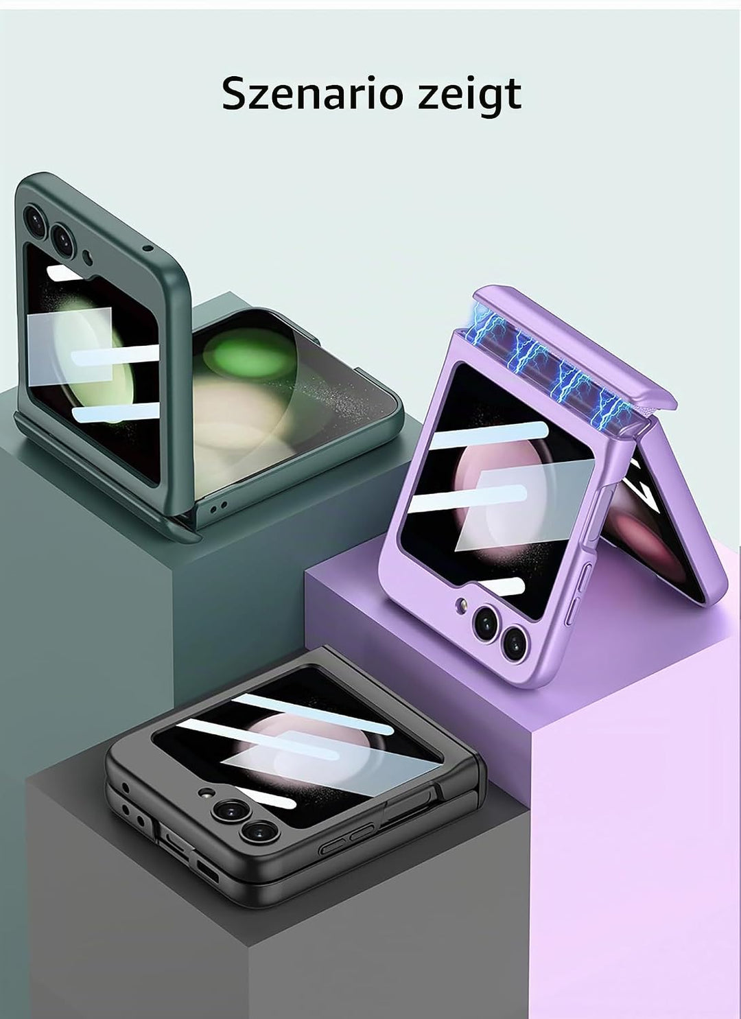 COQUE Galaxy Z Flip 5 Hülle,Schutzfolie Integrierte Klappbare All-Inclusive mit Scharnier,Faltbare H