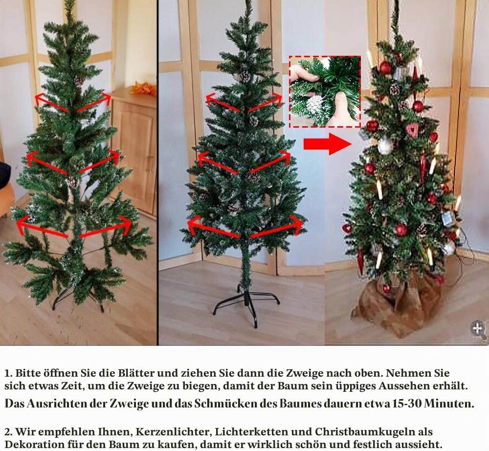 HENGMEI 120cm PVC Weihnachtsbaum Tannenbaum Christbaum Grün künstlicher mit Metallständer ca. 180 Sp