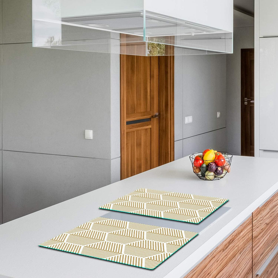 TMK | Herdabdeckplatten Set 2x40x52 cm Ceranfeld Abdeckung Glas Spritzschutz Abdeckplatte Glasplatte