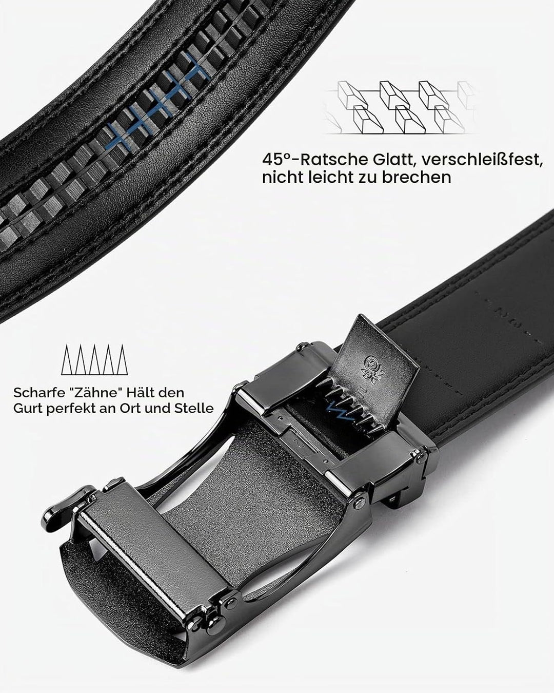 BOSTANTEN Gürtel Herren, Ledergürtel für Herren mit Ratsche Automatikschliesse Business Anzug Gürtel