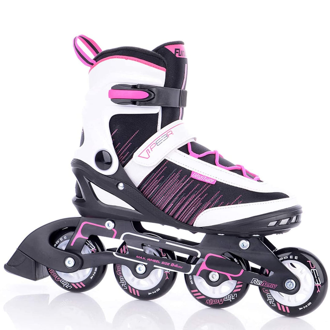 FUNAKTIVE Inliner Damen Peer Lady 3, Inlineskates schwarz-pink, verstellbare Rollschuhe, Rollerblade