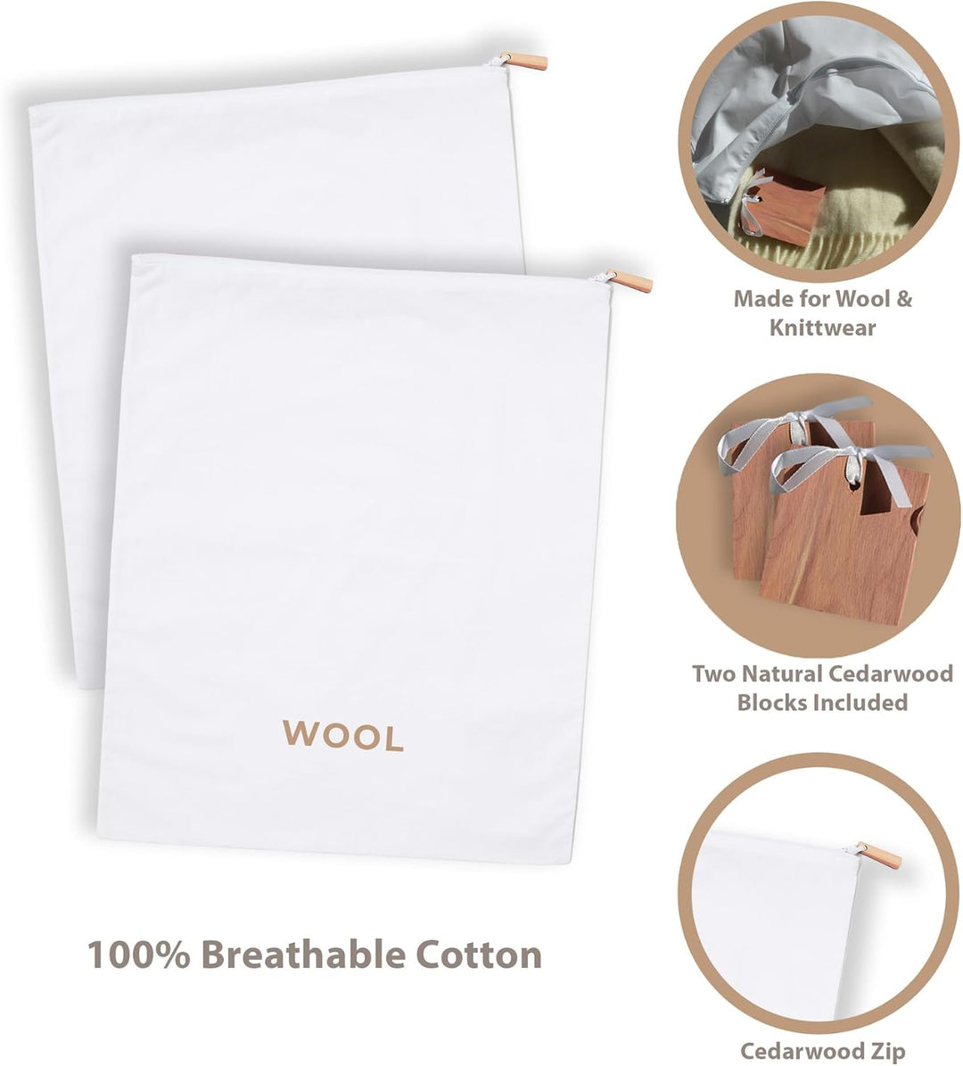 Kaschmir Woll pullover Aufbewahrungsbeutel Organizer Tasche Set mit Zedernholz (Wolle), Wolle