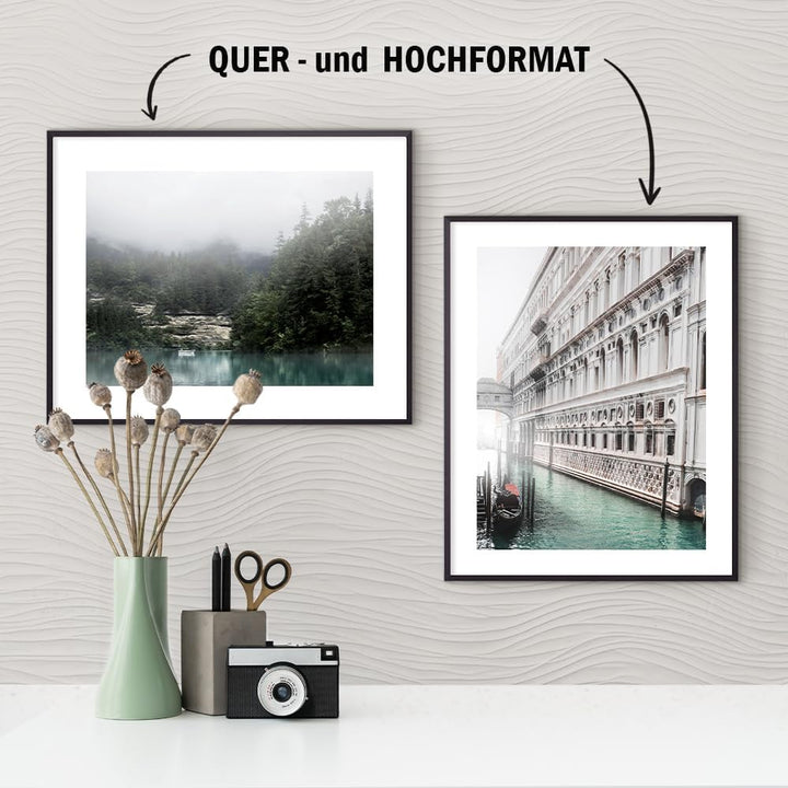 HaakDesign schmaler Bilderrahmen Alena Aluminium Alubilderrahmen 45 x 60 cm Schwarz (matt) Fotorahme