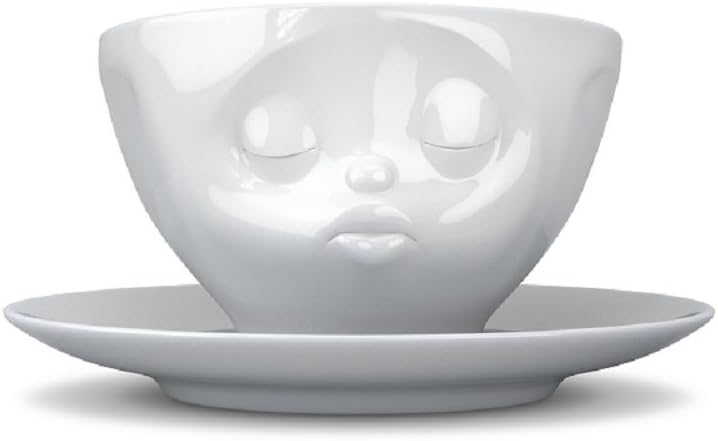 FIFTYEIGHT PRODUCTS Kaffeetassen 2er Set + Servietten, 200 ml, KÜSSEND+GLÜCKLICH