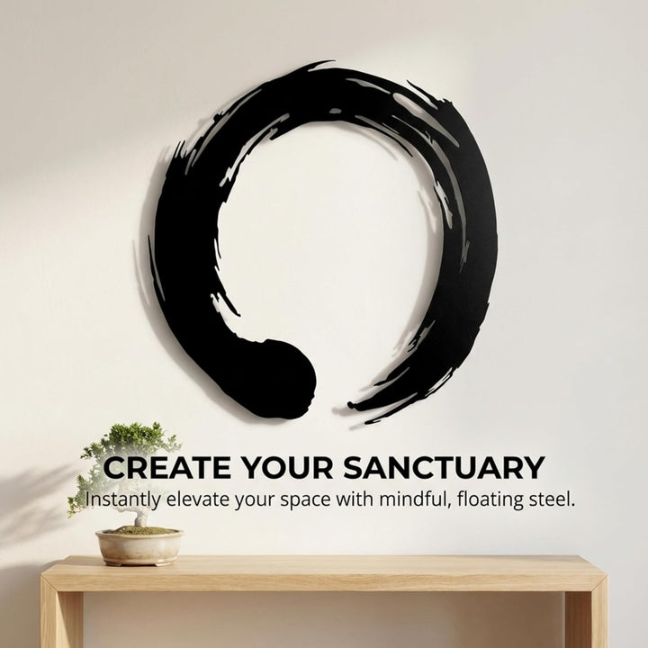 iwa concept Enso Zen Kreis Metall Wandkunst | Wanddekoration für Wohnzimmer | Bürodekoration | Neuja