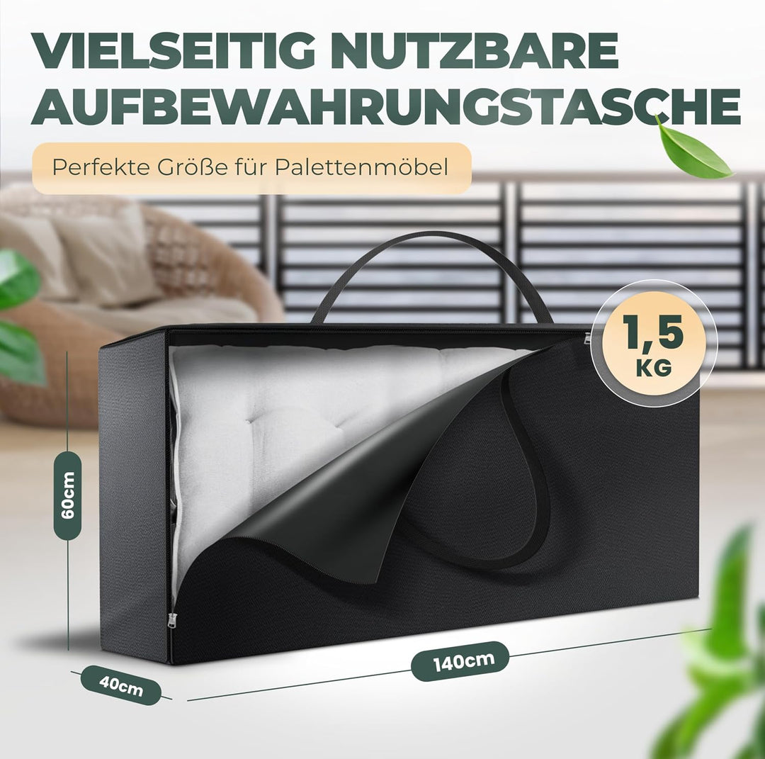 Celeko Home | Aufbewahrungstasche XXL 140 x 40 x 60 cm für Gartenauflagen Bettdecken Kleidung Umzug