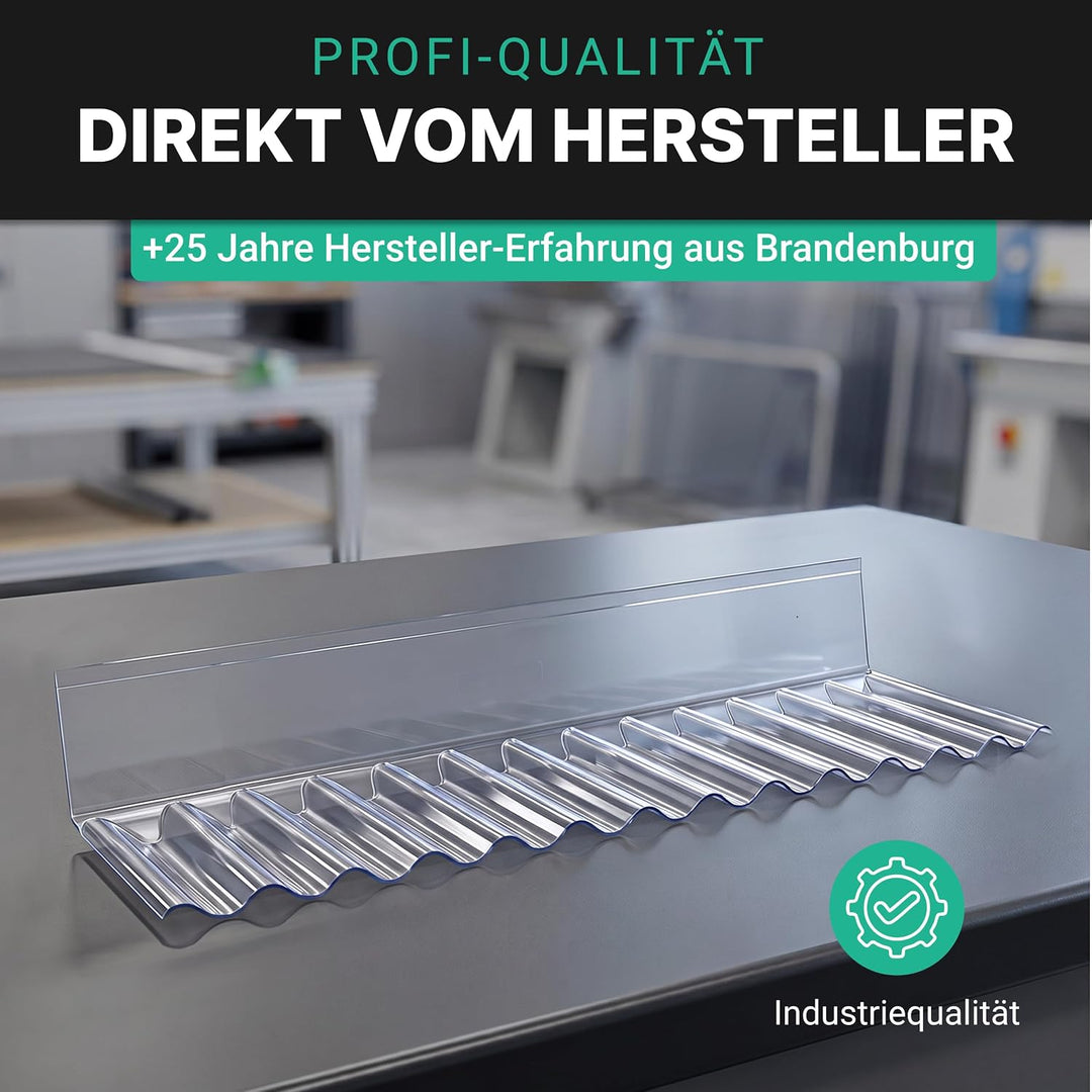 6 Stück-Wandanschluss PVC Sinus 76/18 glasklar für Wellplatten - Pro-Line, 6