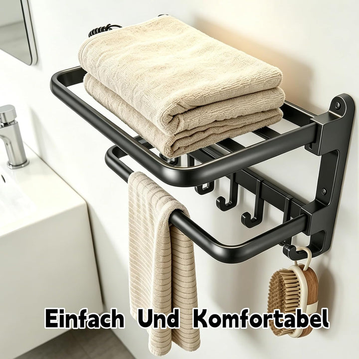 Handtuchhalter Ohne Bohren, Selbstklebend Handtuchhalter Bad, Wandmontage Badetuchhalter mit 5 Handt