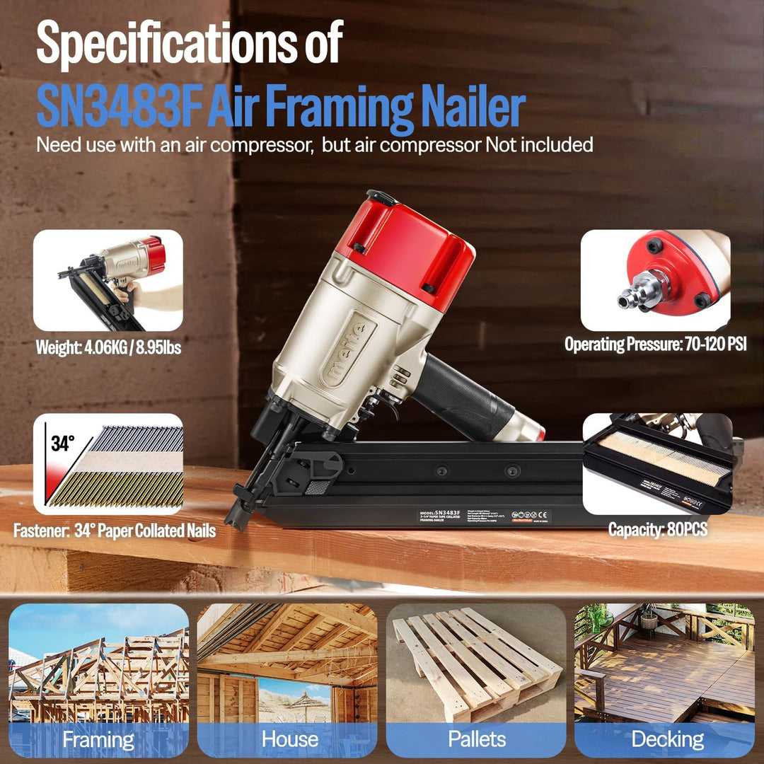 meite SN3483F 34° Streifennagler 50–83 mm für Holzrahmenbau