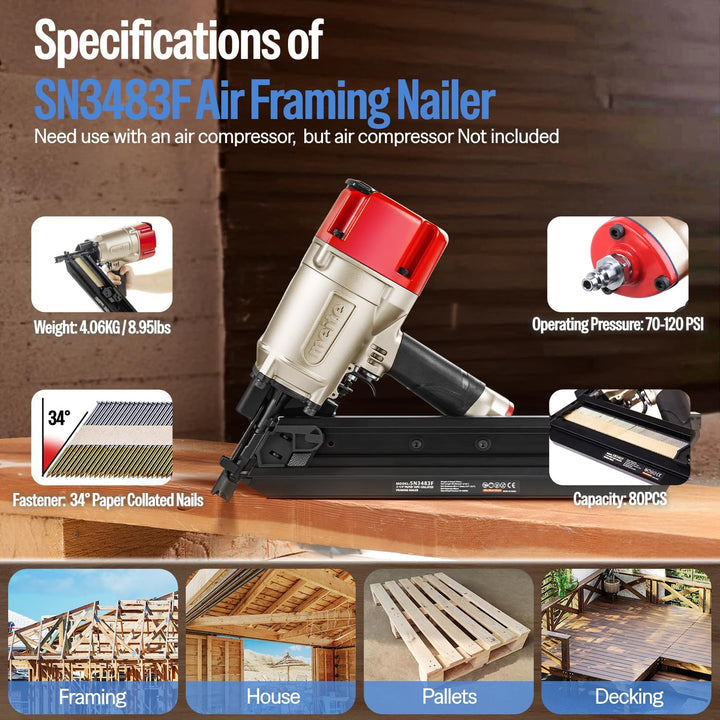 meite SN3483F 34° Streifennagler 50–83 mm für Holzrahmenbau
