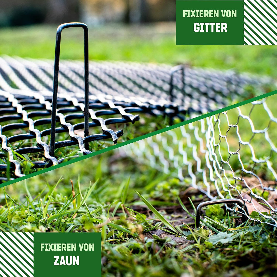GardenGloss® Erdanker aus Stahl unverzinkt (250 Stück) - Stabile Bodenanker für Unkrautvlies, Garten