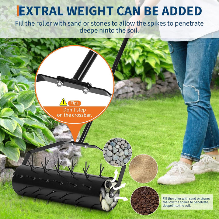 Garvee Schwerlast Hand-Rasenlüfter 71 cm – Verstellbarer Griff, 71 Inch, 71 Inch