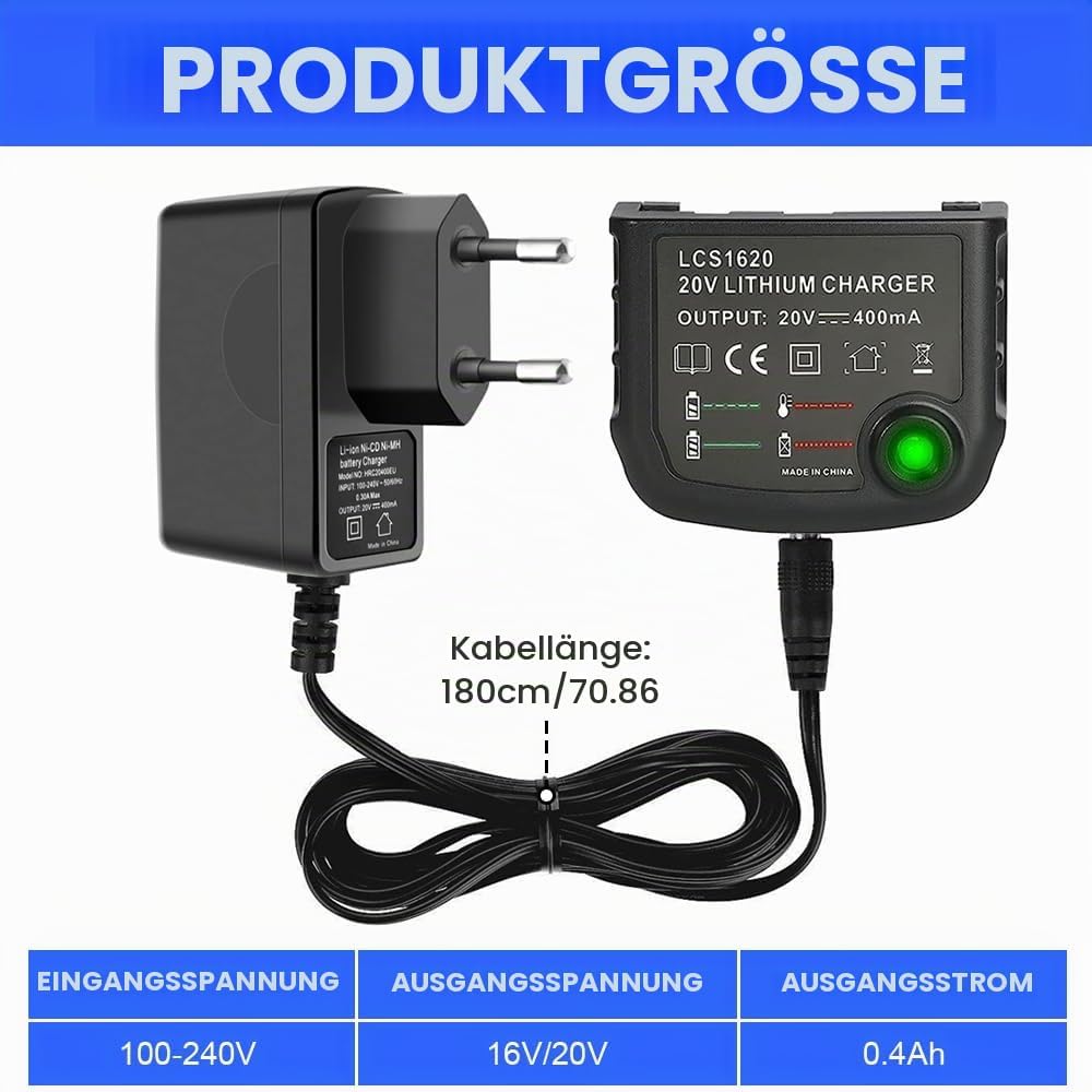 18V/20V Ladegerät Kompatibel mit Black &amp; Decker, XPJBKC Lithium-Akku Ladegerät für Black und Decker