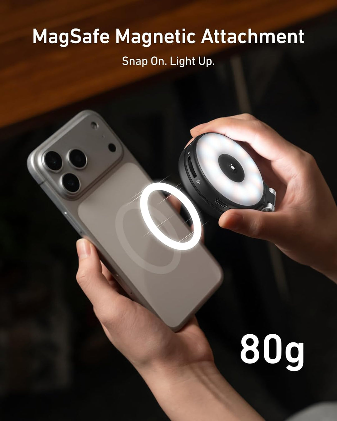 TELESIN 4-in-1 RGB-Ringlicht für iPhone/Samsung mit Spiegel und Halterung Schwarz, Schwarz