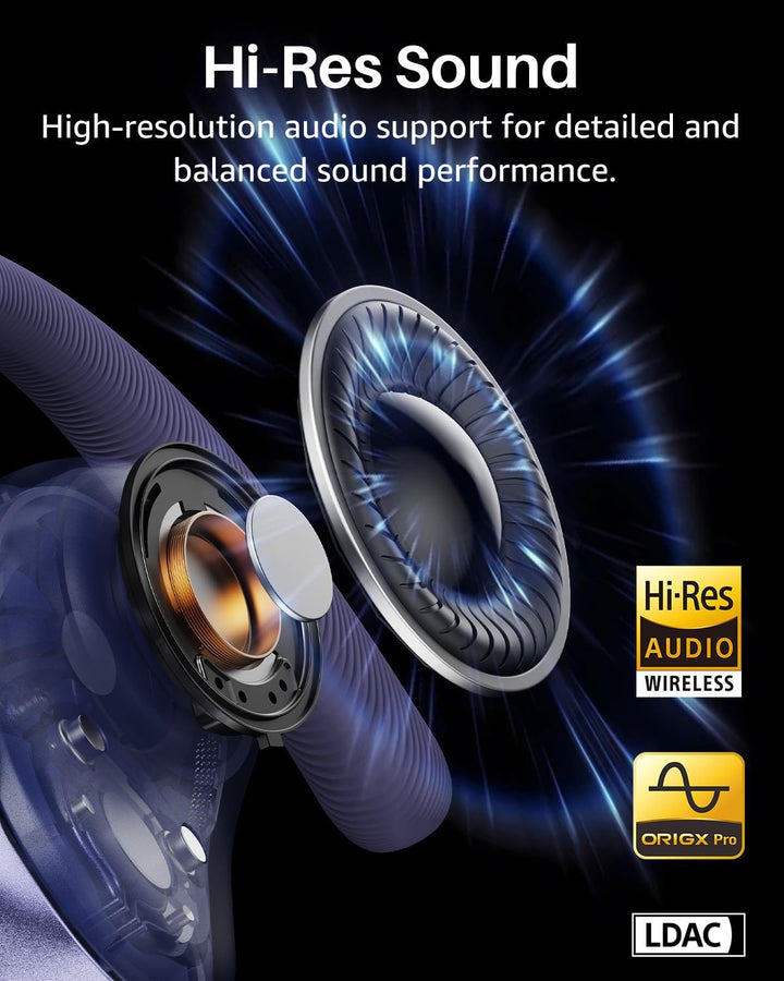 TOZO Open X2 Pro Open-Ear Kopfhörer, Smart Display, LDAC Hi-Res Audio, KI Blau, Blau