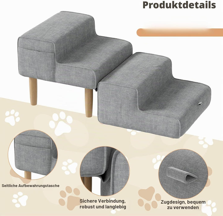 Hundetreppe,2-in-1 Haustiertreppe Klappbar Treppe Hund, Hundetreppe für Kleine &amp; Grosse Hunde, Trepp