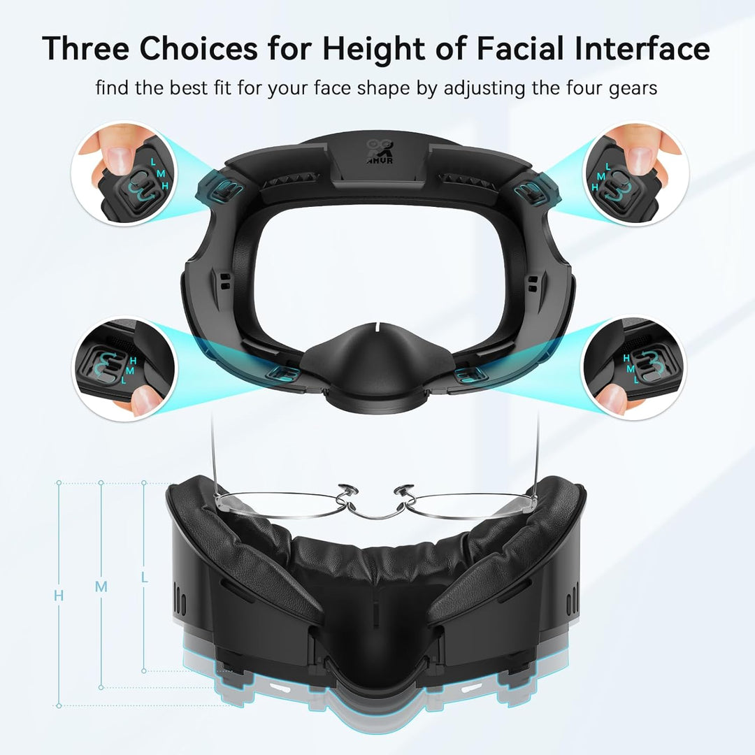 AMVR Face Cover Pad Facial Interface kompatibel mit Meta/Oculus Quest 3 Zubehör, mit weichem PU Face