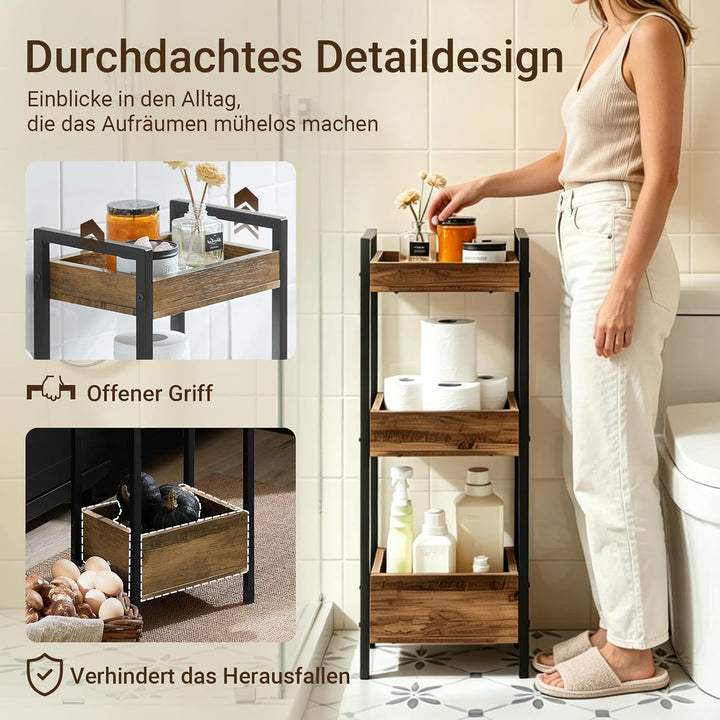 SoBuy FRG226-F Badregal Vintage Standregal Küchenregal mit 3 Ablagefächern BHT ca: 28x74x20cm, Vinta