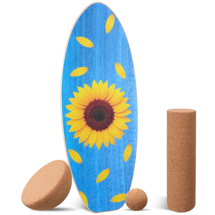 Balance Board Erwachsene Holz Wackelbrett Set Mit Korkrolle,Korkball