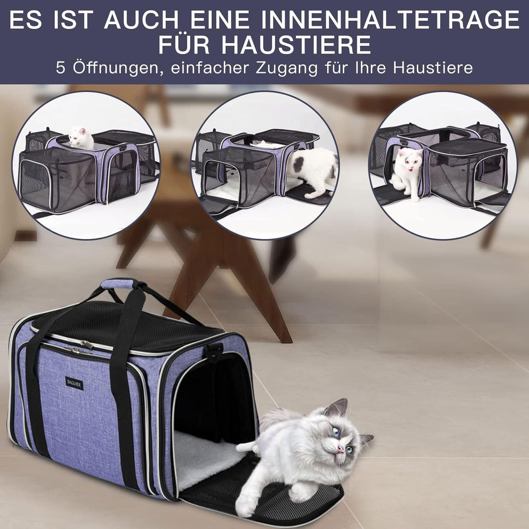 BAGLHER Tragetasche für Katzen, von Fluggesellschaften zugelassen, weiche Seite, Haustier-Reise, 5 S