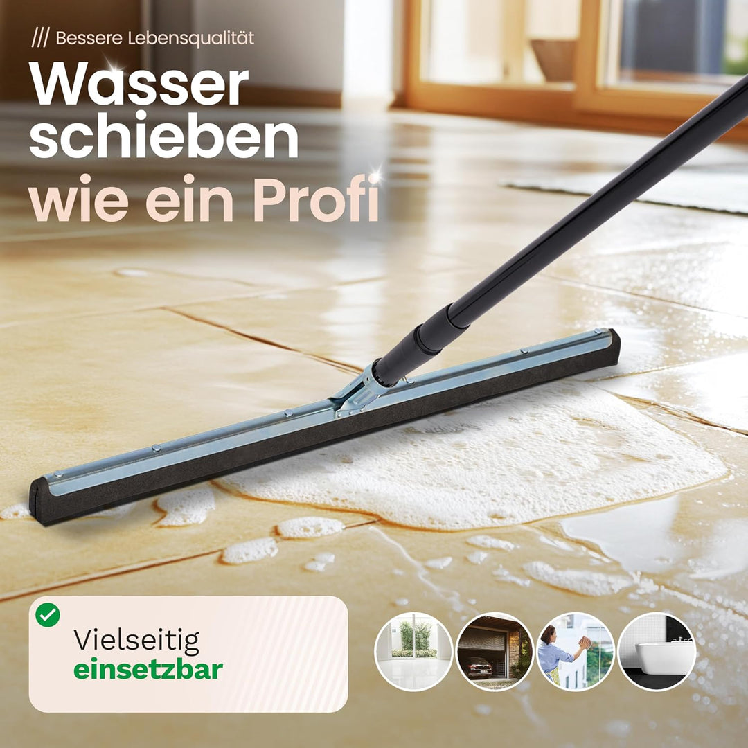 Novatool 4X Duschabzieher Langer Stiel Bodenabzieher Dusche Terasse gross Fensterreiniger mit Telesk