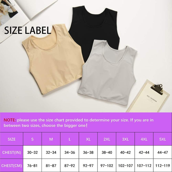 XUJI Transgender FTM Trans Atmungsaktive Halb Brust binder XXL Grau, XXL Grau